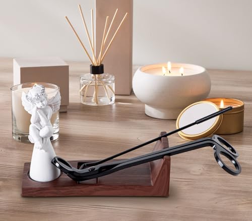 dgudgu Candle Care Kit Angel Candle Snuffer,Candle Wick Trimmer,Candle Wick Dipper,Storage Tray Plate, Black Stainless Steel Candle Wick Cutter Trimmer and Candle Wick Dipper apagador de velas - Thumbnail 3