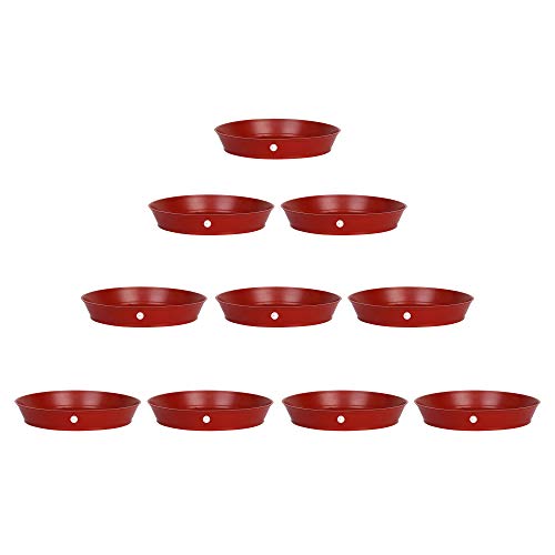 Kraft Seeds Plastic Planter With Bottom Plates - 10 Pieces (6-Inch Diameter, Red) | Bottom Plate/Tray For Planters | Earthen Colour Bottom Trays To Prevent Spilling