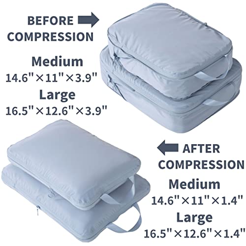 tianzong Compression Packing Cubes for Suitcases, Luggage Organizer Bags Set for Travel (Beige, 2 Pack Large)3