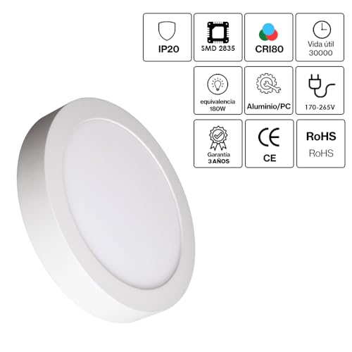 Miniatura 2 de M Ledme - Panel De Superficie Serie Slim 20w, 2000lm, Luz Fría 6000k . Lámpara De Techo De Interiores Ip20. Ideal Para Baño, Cocina, Dormitorio. Fácil De Instalar, Lm5243.
