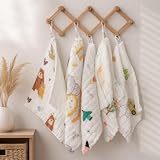 OXAURA Baby Muslin Wash Cloth Pack of 5, 6 Layer 100% Cotton Muslin Baby Wash