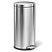 simplehuman Round Step Trash Can, Fingerprint-Proof Brushed Stainless Steel, 35 Liters /9 Gallons