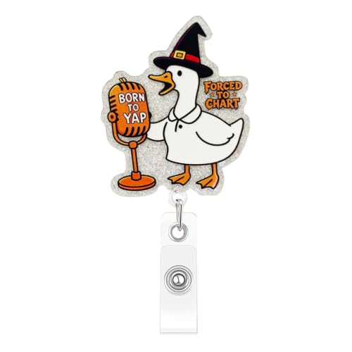 Halloween Born to Yap Goose Badge Holder Funny Witch's Hat Badge Reel