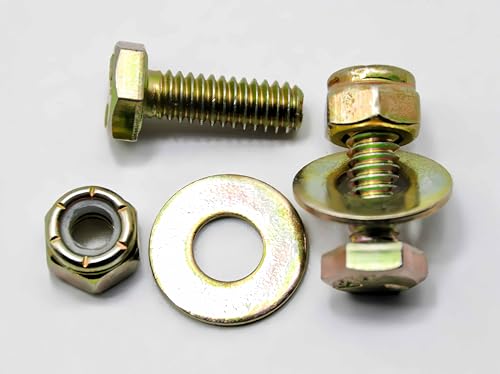 Image of 5 /16 inch x 1 inch Hex Head Bolt by Color Galvanization with Nylon Lock nut and Large Size Washer Assortment Kit,Alloy Steel,Grade 5.(8pcs Pack),by Metalsuberg
