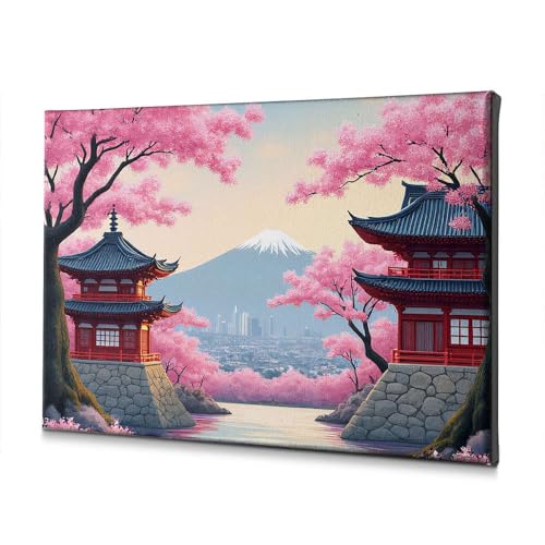 Kit de suspension tableau cerisier japonais cadeau déco Mont Fuji