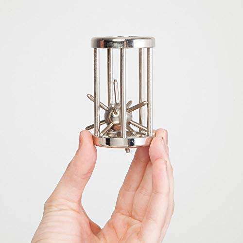 Bits And Pieces - Trapped Satellite Nerves Of Steel Metal Brain Game Puzzle - Brain Teaser Puzzles For Adults - Spiked Ball In Steel Chamber - 3" X 1" #TOP5