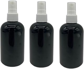 Natural Farms 4 oz Black Boston BPA FREE Bottles - 3 Pack Empty Refillable Containers - Essential Oils Cleaning Products - Aromatherapy | White Fine Mist Sprayers - Made in the USA