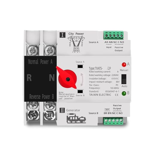 Inverseur de source automatique ATS 220V 2P 100A sur rail DIN