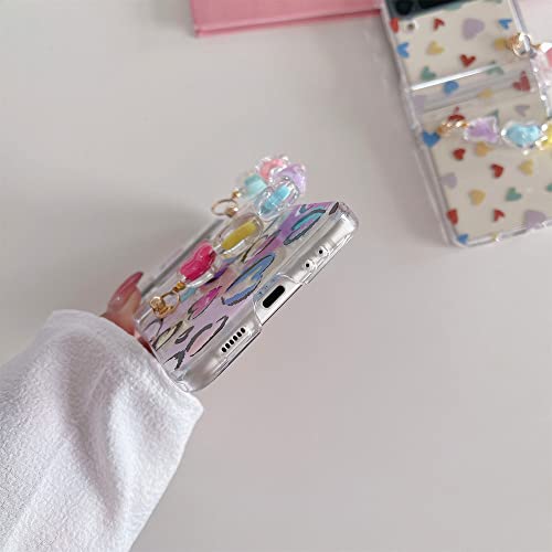 Coque fleur Samsung Z Flip 4 chaîne transparente idée cadeau mignon