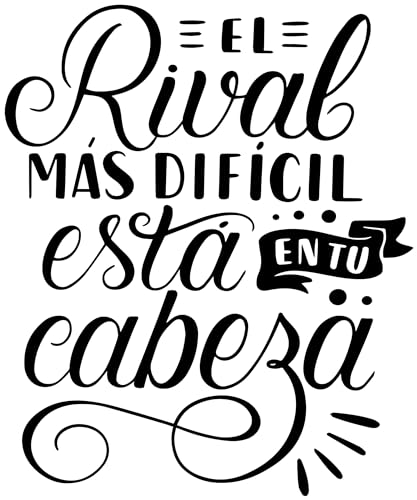 Vinilo Adhesivo Frases Motivadoras Pared Dormitorio Decorativo Espejo Familia Hogar Pegatina Adhesiva Cocina Adolescentes Habitación (23x30cm, El Rival Más Difícil Está En Tu Cabeza)