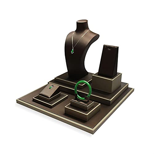 Jewelry Display Stand Jewelry Bust Display Holder/Necklace Bust Large Combination Necklace, Ring, And Earring Bust Display, Leather Jewelry Bust Necklace Display Stand Set Necklace Display Stand ( Col #TOP18