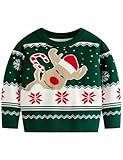 Christmas Kint Pullover for Little Boys Green Elk Ugly Sweater Winter Holiday Xmas Sweatshirt 3-4 T