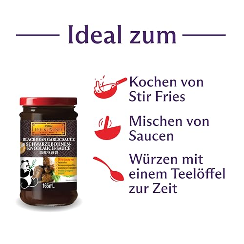 Lee Kum Kee Schwarze Bohnen-Knoblauch-Sauce – Würzsauce aus schwarzer Bohnenpaste und Knoblauch – 6 x 165 ml