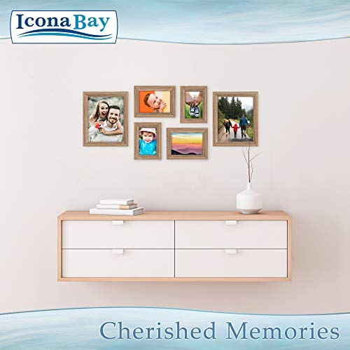 Icona Bay 5X7 Picture Frame (Dark Oak Wood Finish, 6 Pack), Traditional Style Composite Wood Frame For Walls Or Tables, Cherished Memories Collection #TOP2