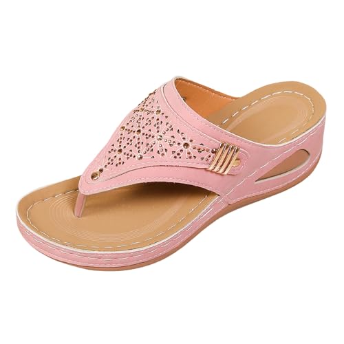 Sandalias de cuña para mujer con pedrería, ideales para caminar cómoda este verano