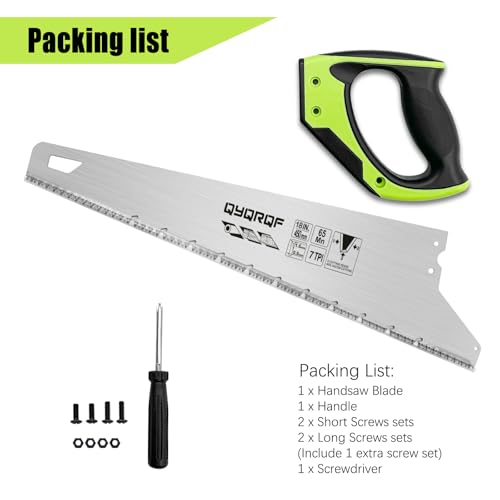 LYFJXX 18 Inch Wood Hand Saw, Non-slip Ergonomic Handle Rustproof Wood Saw, 11 TPI Universal Handsaw for Woodworking-Green