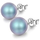 Ohrringe Damen: Aus 925 Sterling Silber, perlen von Swarovski. ♥Blau perlen Halsketten (ASIN: B07YJPSY75)