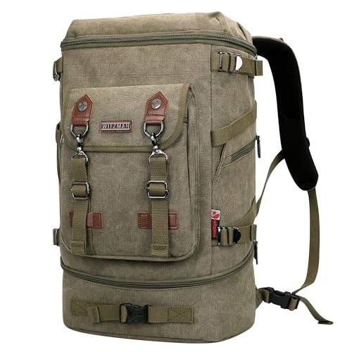 WITZMAN Canvas Travel Backpack Large Army Green