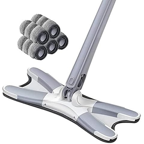 KUYYFDS Mops, Cleaning Mops for Floor Mops 360° Rotating Lazy Butterfly Mop with 5 Pads Dry and Wet X Shape Mop for Walls Corners Gaps Glass Cover