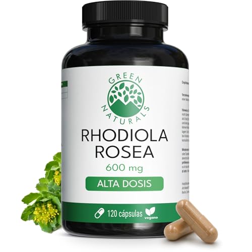 Green Naturals® Rhodiola Rosea – 6.000 mg por dosis diaria (extracto 10:1) – Cápsulas de raíz dorada de alta concentración – Fabricado en Alemania – 120 cápsulas veganas (4 meses)