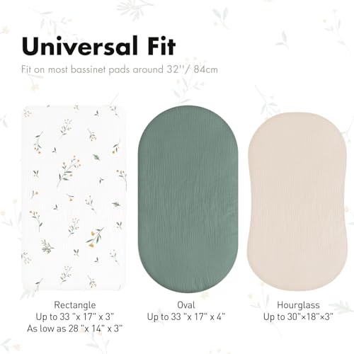 3er-Pack Bettlaken Spannbettlaken,Matratzenschoner für Laufgitter,100% Musselin-Baumwolle,Weiche und Premium-Qualität universelle Spannbettlaken für Kinderwagen. Geschenk zur Geburt(Florid) 5