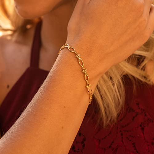 Lifetime Jewelry Diamond Cut Fish Link Bracelet For Women And Men 24K Real Gold Plated (Gold, 8 Inches) #TOP7