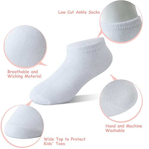 Toddler Socks - 16 Pack Kids Low Cut Athletic Ankle Socks Baby Boys Girls Breathable Socks, White, 2/4T #TOP1