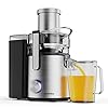 1000W 3-SPEED LED Centrifugal Juicer Machines Vegetable and Fruit, Healnitor Juice Extractor with Stainless Steel 3.5" Big Mouth, Easy Clean, BPA-Free, High Juice Yield, Silver 1000W 3-SPEED LED Centrifugal Juicer Machines Vegetable and Fruit, Healnitor Juice Extractor with Stainless Steel 3.5" Big Mouth, Easy Clean, BPA-Free, High Juice Yield, Silver