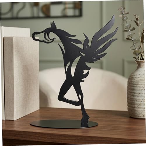 Sculpture de cheval en métal noir de 8 pouces statue robuste anti-casse