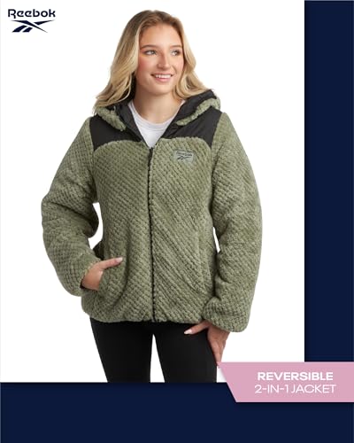Reebok Women's Puffer Jacket - Quilted Puffer Reversible to Faux Fleece Jacket - Insulated Winter Jackets for Women (S-XL)4