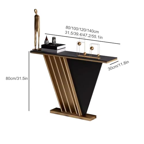 Mesa de sofá de entrada de 80 cm y base de metal beige de estilo industrial 3