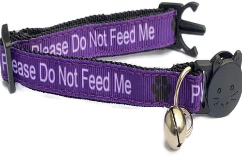 Worded Cat Collars - Please Do Not Feed Me/I Am Microchipped, 1. Purple, Please Do Not Feed Me, Pack of 3