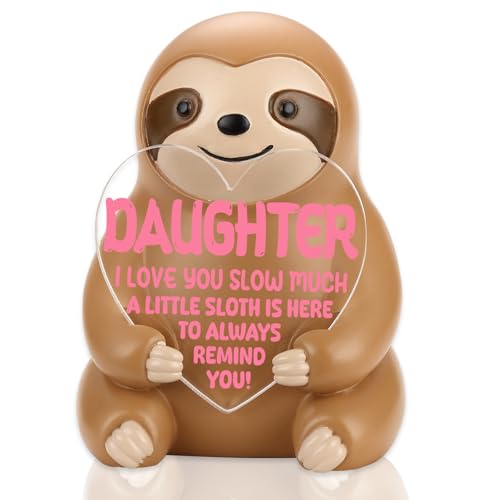 VYNWPDFLI Sloth Resin Gift for Daughter, Heartwarming Keepsake to Convey Deep Love, Meaningful Decorative Present for Beloved Daughter, Cute Sloth - Themed Reminder Decor, LSS23