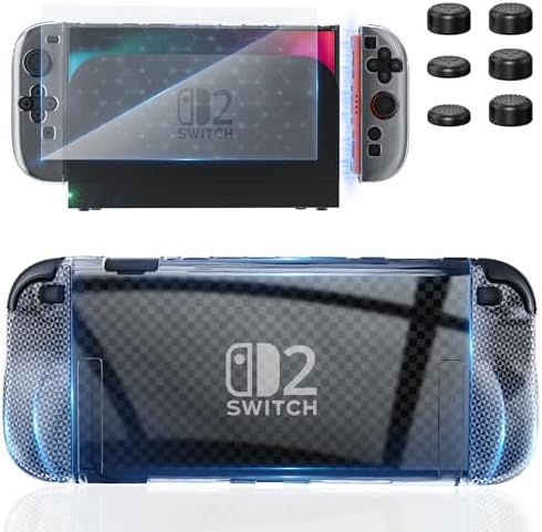 （19:00時点） Switch 2 対応 HEYSTOP Switch 2 ケース スイッチ2 ケース 保護カバー HEYSTOP ガラスフィルム +親指キャップ収納バッグ 防汚 耐衝撃 EVA素材 ダブルファスナーデザイン マジックテープ 全面保護型 大容量 ゲームカード12枚 旅行用 キャリングセット ソフト/ケーブル/イヤホンなど収納可能 持ち運び便利