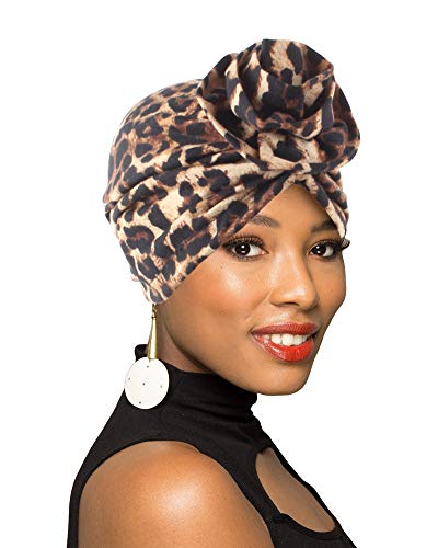 1 Pack/2 Paquets de Turban pour Femme, Motif Africain, Couvre-chef, Bonnet Pré-attaché, Bonnet pour Chimio, Bonnet pour Perte de Cheveux, Z: 1 Paquet, Motif...