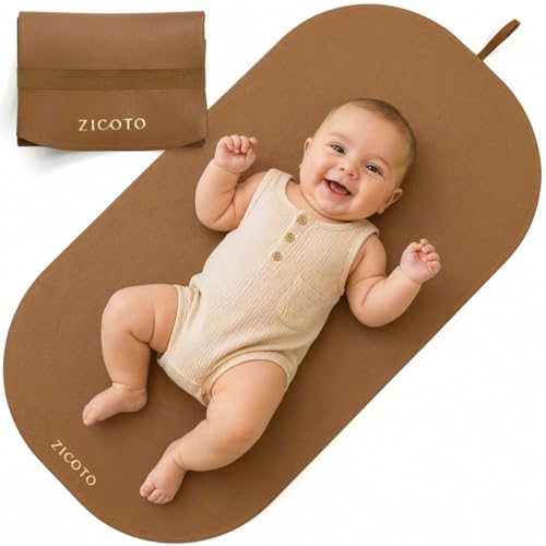 Image of Beautiful Baby Diaper Changing Mat Made of Vegan Leather - Soft and Easy to Wipe Changing Pad for Travel or at Home Use - Lightweight and Foldable Mat that Perfectly Fits Into Any Diaper Bag