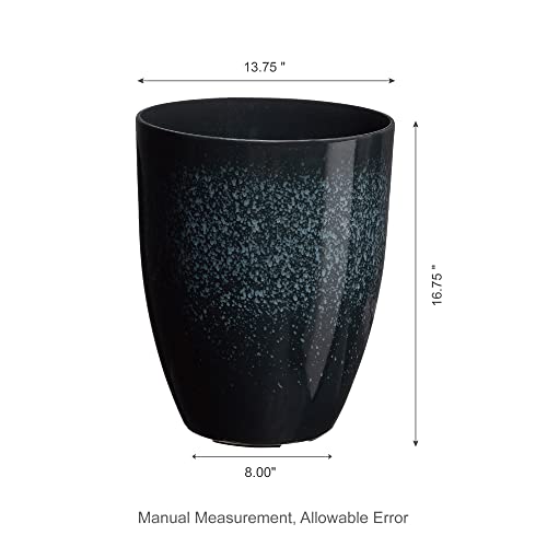 Glitzhome Set Of 2 Planter Pots, 16.75''H Faux Ceramic Oversized Flower Pots, Outdoor Indoor Tall Planters With Drainage Holes For Front Door, Patio And Deck, Gradient Turquoise #TOP1