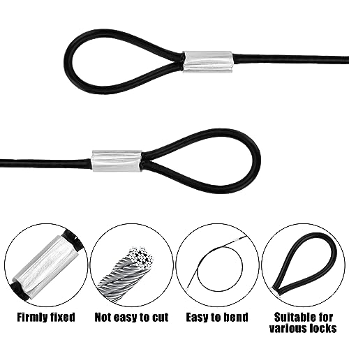 10 cabos de aço inoxidável com laços de 30 cm revestido de vinil corda longa cordão de segurança par