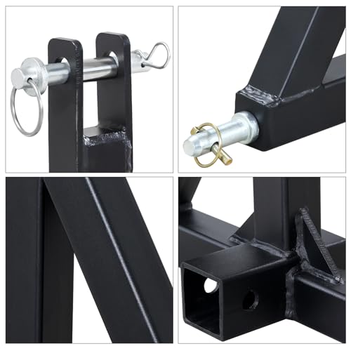 OUKIDR 3 Point Trailer Hitch with 2" Receiver, Heavy Duty Drawbar Hitch Adapter Category 1 Tractor Quick Hitch Compatible for Kubota, BX, John Deere, Yanmar, Black