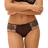 Simone Perele   Shorty Femme en Tulle et Broderie Fine   Boxer Femme Confortable au Porter Invisible sous Les Vêtements   Dessous Chic et Élégant pour Les Femmes   Coloris Light Tatoo