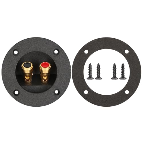 XGGYA 3 Inch Round Push Spring Subwoofer Box Terminal,2-Way Speaker Terminals with Gold Plated Binding Posts,Bare Wire Connection,1 Pack