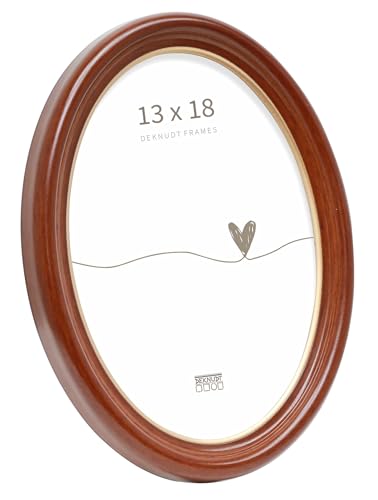 Deknudt Frames S100H1 - Cornice portafoto Ovale in Resina, 13 x 18 cm, Colore: Marrone