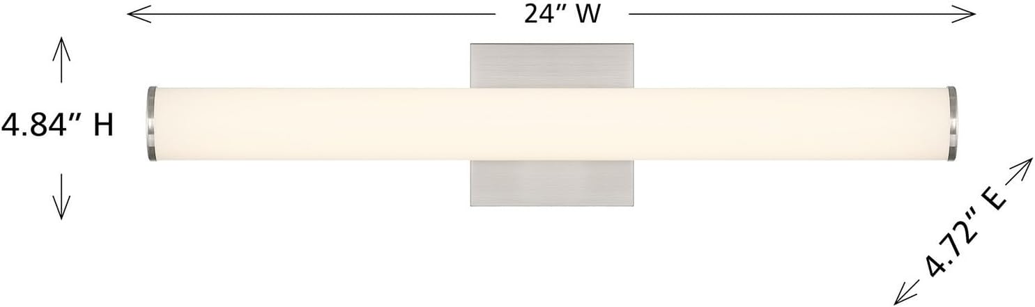 Savoy Lighting Assets 8-8888-24-SN Colt Cylinder Bathroom Vanity Wall Light, Integrated LED 24 Watt, 5" H x 24" W, Satin Nickel