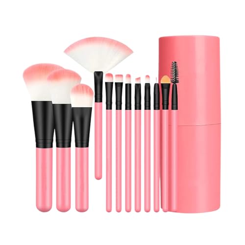 Juego de brochas de maquillaje profesional de 12 piezas con estuche, cerdas sintéticas, duraderas y fáciles de limpiar, ideales para los amantes del maquillaje