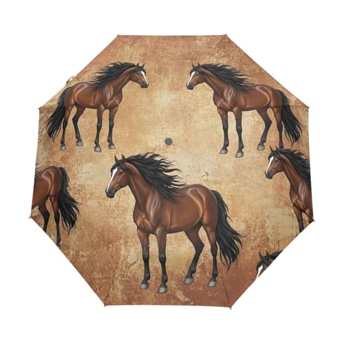 Parapluie compact automatique GAIREG marron léger et pliable pour femme
