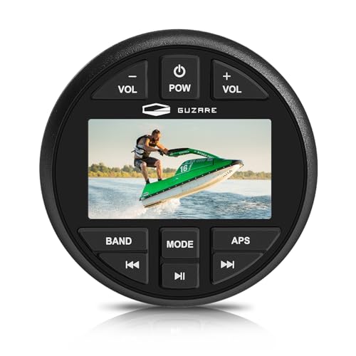 GUZARE Marine MP4 Stereo Receiver Bluetooth, 45 x 4 Watts AM/FM Gauge Waterproof Boat Radio with Color Screen Video Playback for Boats, Golf Cart, ATV, UTV & Spa Hot Tubs â€“ GR308