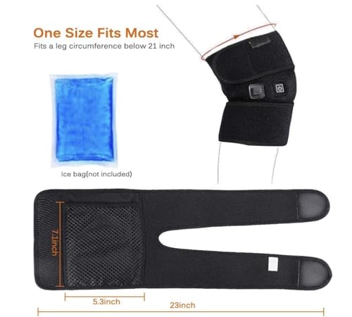 Heated Knee Support Heated Knee Brace Heat Pad for Knees, USB Heated Knee Support Brace, Knee Massager Joint Pain Reduce, 3 Temperature Levels Heated Knee Brace for Men Women - Image 2