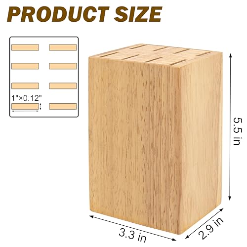 8 Slots Steak Knife Block Holder, 5.5\" Wooden Small Knife Block without Knives,Compact and Space Saving Storage Knife Holder for Counter Top (1)