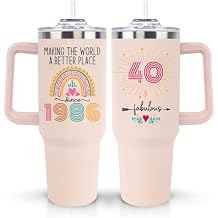 40th Birthday Gifts Women, Funny 1986 40th Birthday Gifts For Women Her, 40th Birthday Decorations For Woman, Turning 40 Year Old Bday Gifts for Woman, 40 and Fabulous 40oz Tumbler Cup Coffee Mug