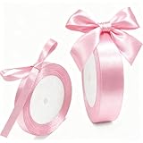 LIANRISES 46M Ruban Satin Rose, 10/20mm Ruban Cadeau Emballage de Diferentes Anchos, pour Nœuds, Bouquets, Ballon, Couture, Gâteau, Mariage, Décoration de Fête D'anniversaire, Noël et Autres Fêtes